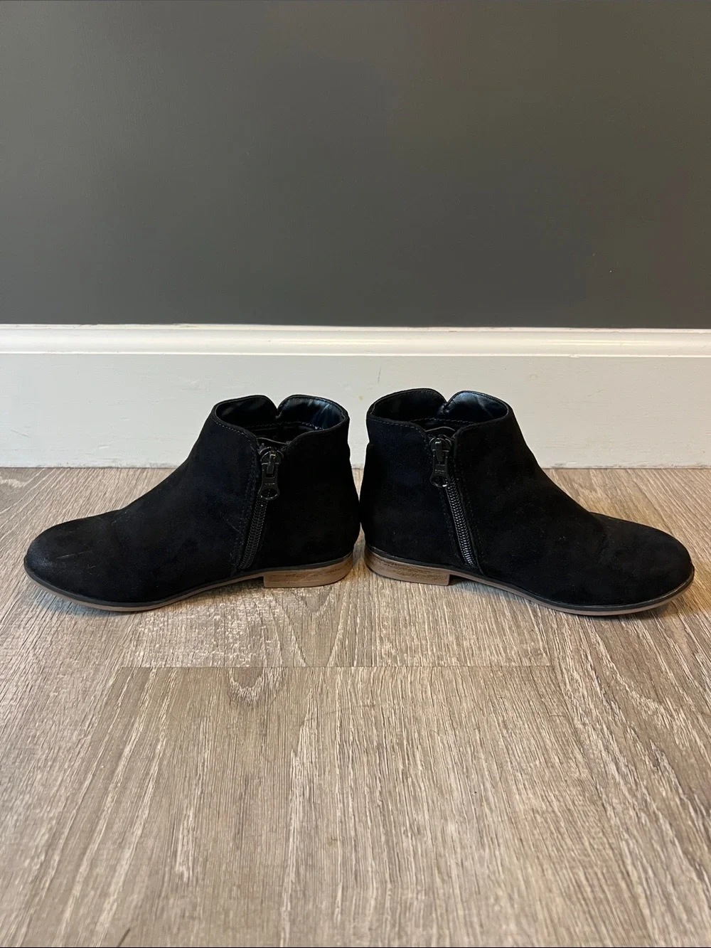 Cat & Jack Girls Black Faux Suede Zipper Booties Boots Size 11